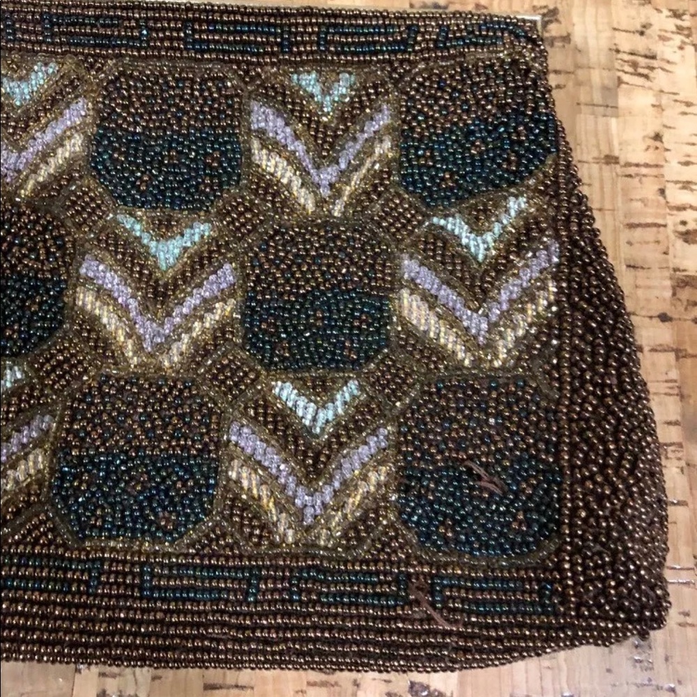 💥 Vintage Bronze Seedbead  clutch bag purse - Picture 4 of 7